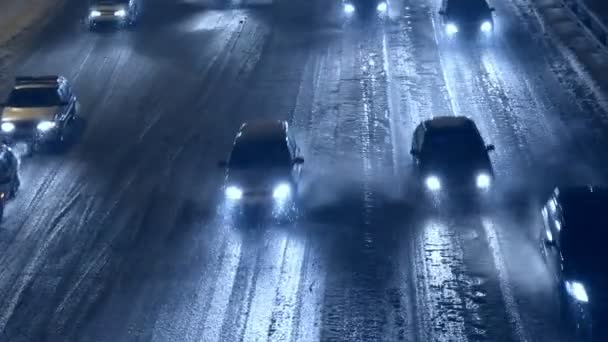 Zima autostrady. śnieg — Wideo stockowe