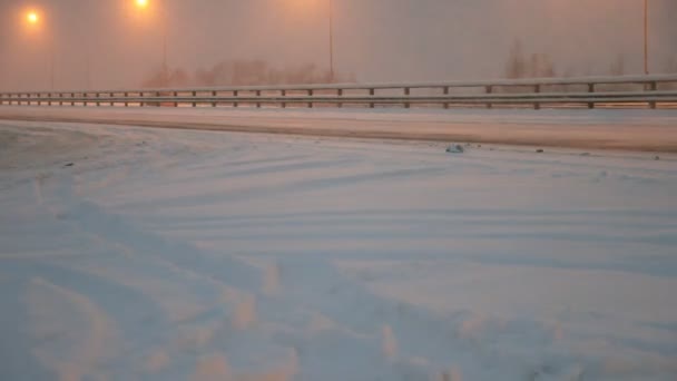 Estrada de Inverno. Neve — Vídeo de Stock