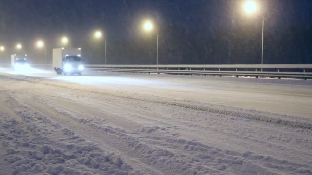 冬の高速道路。雪 — ストック動画