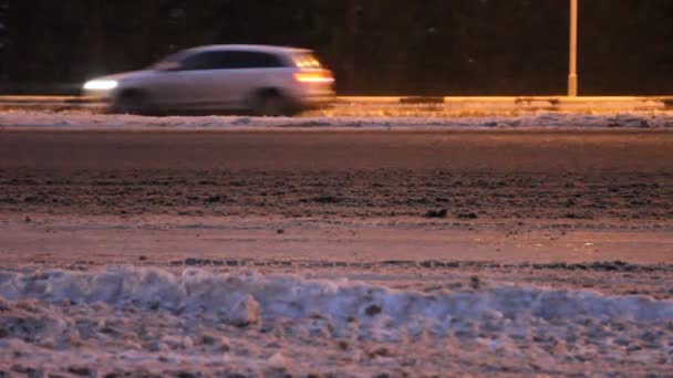 Estrada de Inverno. Neve — Vídeo de Stock