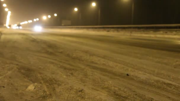 Autopista de invierno. Nieve — Vídeo de stock