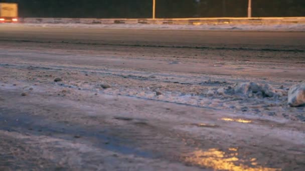 Autopista de invierno. Nieve — Vídeos de Stock