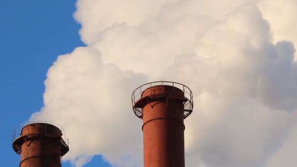 Termisk kraftværk, røgen fra skorstenen. Produktion, energi – Stock-video