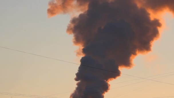 Hőerőmű, a kémény füstje. Termelés, energia — Stock videók