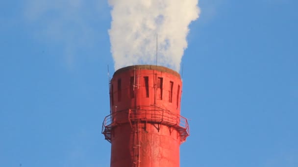 Thermal power plant, the smoke from the chimney. Generation, energy — Stock Video