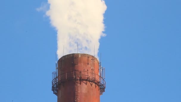 火力发电厂，烟囱冒出的烟。发电、能源 — 图库视频影像