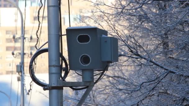 Velocidade de fotofixação. Radar de velocidade na estrada — Vídeo de Stock