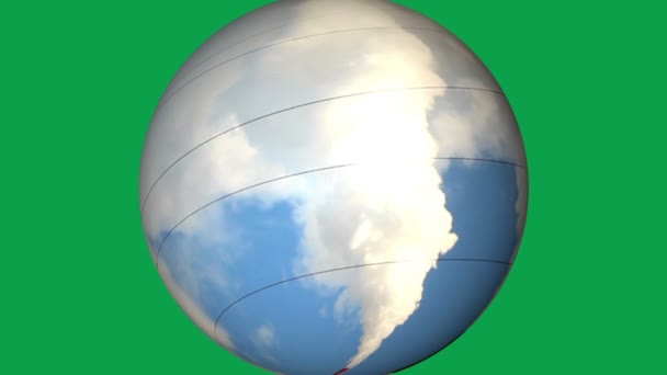 Thermal power generation on a globe. Generation, energy systems, warming. Green background, green screen, chroma keying — Stock Video