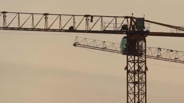 Lifting construction crane. construction site — Stock Video
