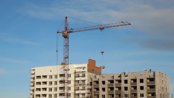 Lifting construction crane. construction site — Stock Video