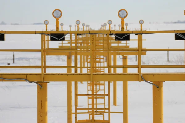 Runway lighting. Airport landing lights — Stock Photo, Image