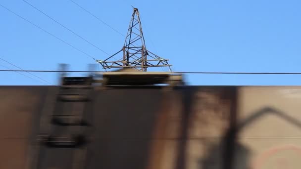 Railroad. Freight train in motion — Stock Video