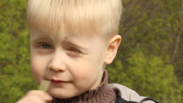 Ragazzo biondo in natura — Video Stock