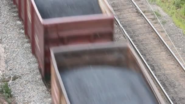 Железная дорога. Перевозка угля по железной дороге — стоковое видео