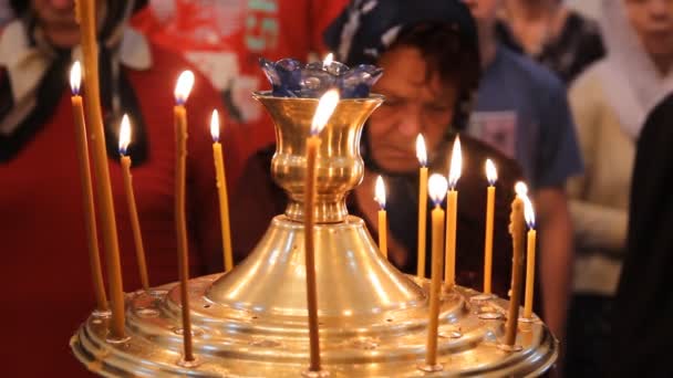 Russian Orthodox Church. The interior, icons, candle, life. — Stock Video