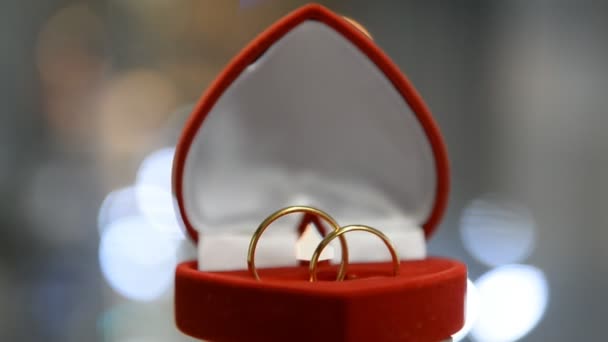 dva snubní prsteny v krabici.