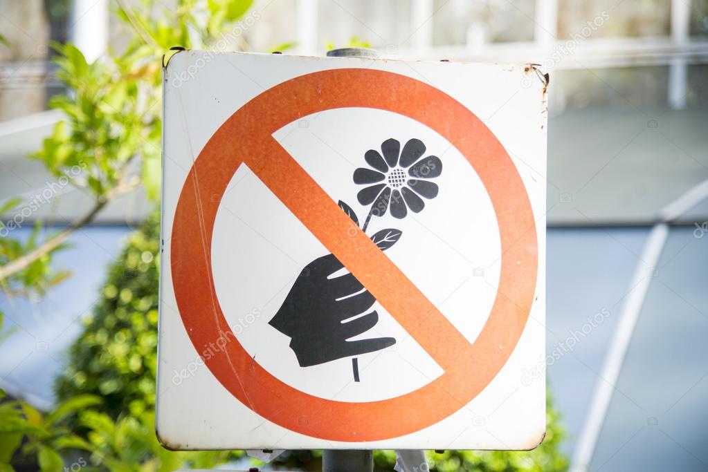 Do not pick the flowers sign