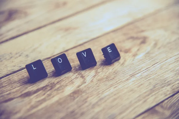 Love word on the wooden floor4 — Stock Photo, Image