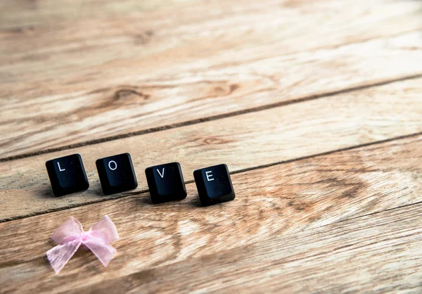 Love word on the wooden floor6 — Stock Photo, Image