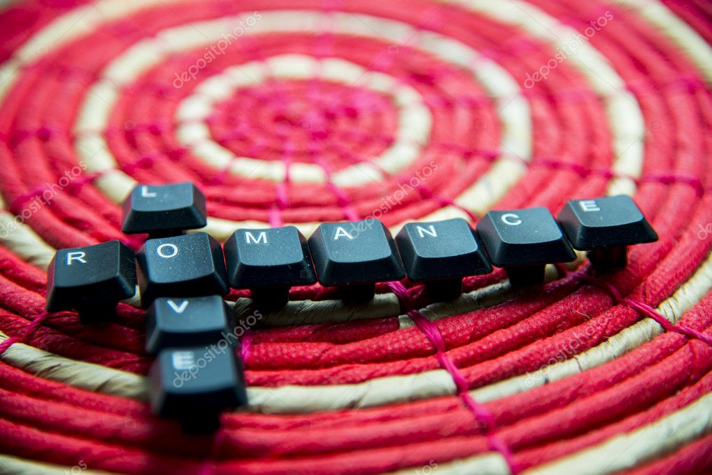 love and romance word on the red circle mat6 stock photo