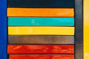 Abstract colorful stripe brick as create brick wall background design concept