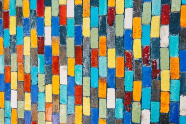 Abstract colorful square bricks wall decorate outdoor with creative background concept idea