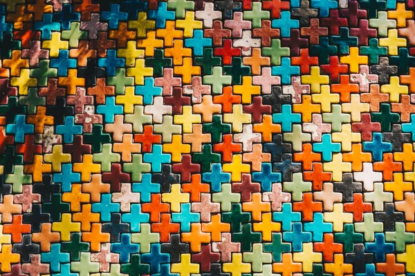 Abstract Colorful Shape Bricks Wall Decorate Outdoor Creative Background Concept — Fotografia de Stock