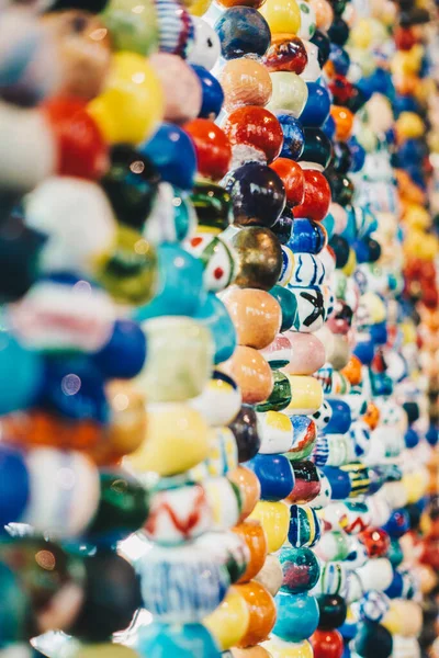Colorful Beautiful Ceramic Balls Creative Curtain Decor Abstract Style Look — Fotografia de Stock