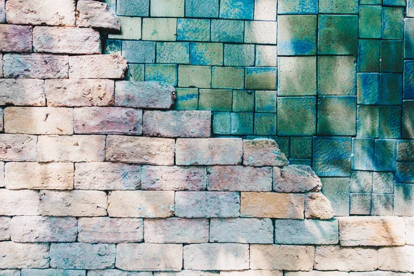 Damaged Old Brick Wall Architecture Exterior Design Cracked Brick Abstract — Fotografia de Stock