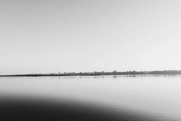 High Key Minimal Beautiful Background Black White Mekong Riverside Morning — Stock fotografie