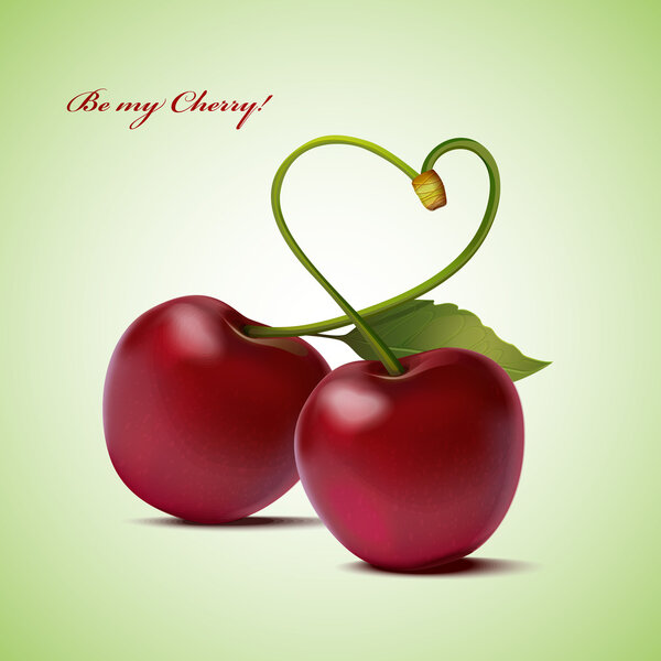 Cherry fruit, woven in the form of heart.