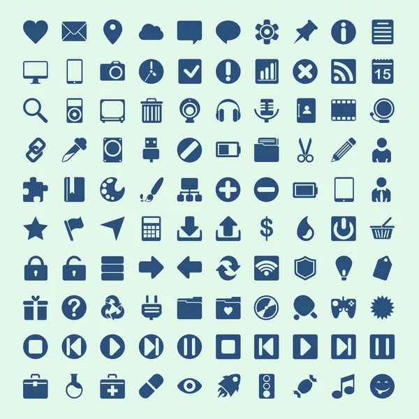 100 iconos de contorno universal para web y móvil — Vector de stock