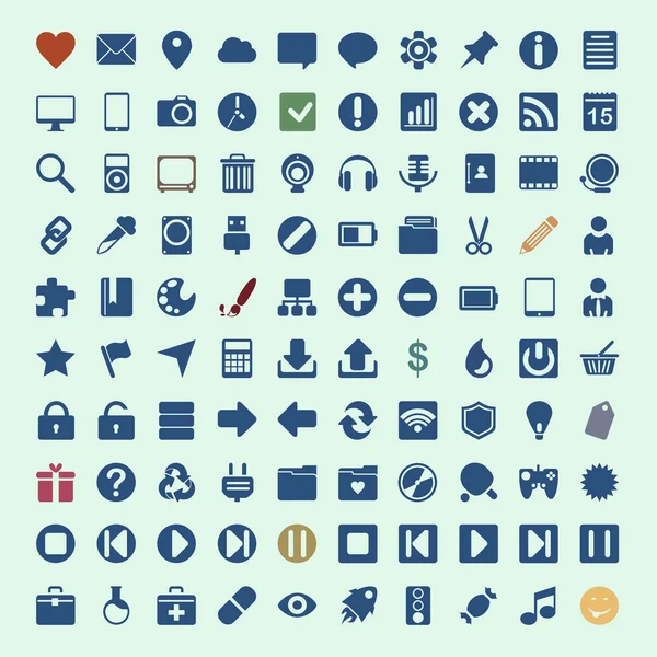 100 Universal Outline Icons For Web and Mobile — Stock Vector