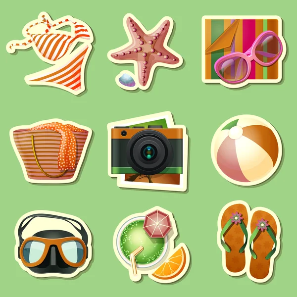 Zomer icon set van stickers — Stockvector