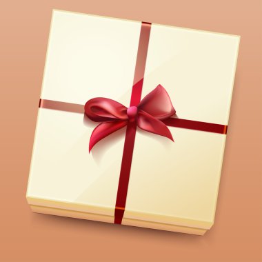 hediye kutusu ile şerit ve yay. Üstten Görünüm