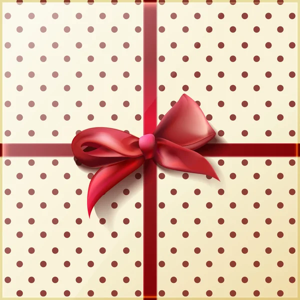 Rotes Band und Schleife auf dem Geschenk, im Retro-Stil verpackt — Stockvektor