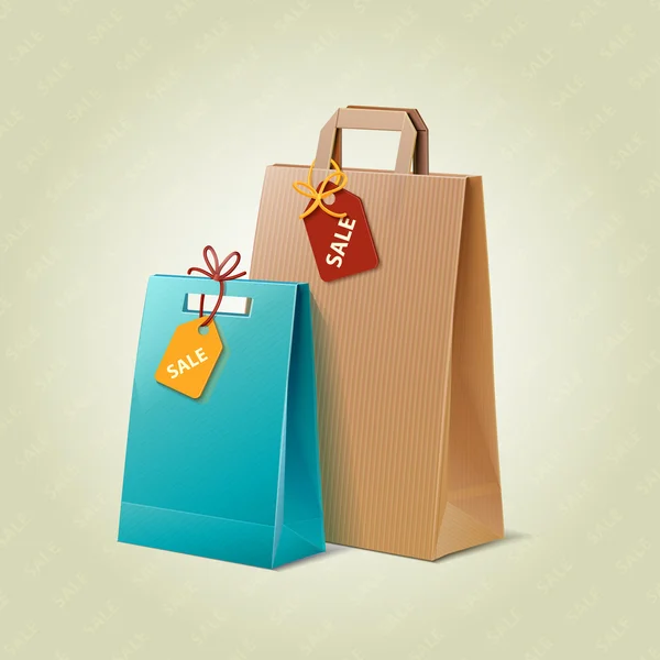 Verkoop boodschappentassen. winkelen pictogram. — Stockvector