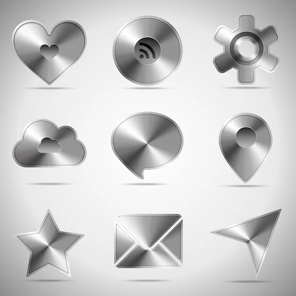 Teknik ikoner med metall konsistens — Stock vektor