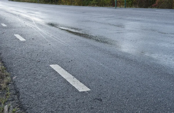 Wet asphalt road after the rain. Asphalt background. Asphalt
