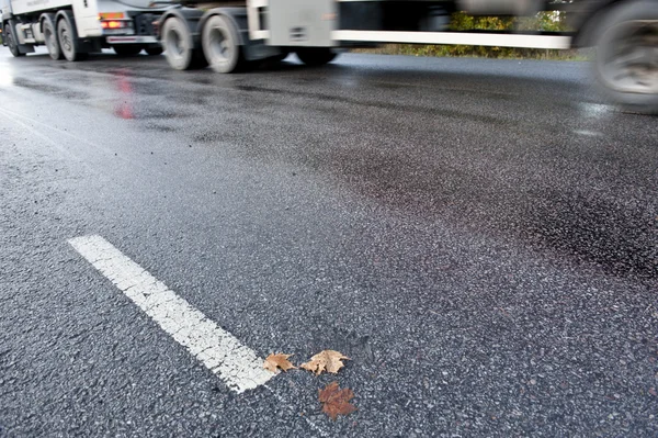 Truck on slippery road — Stock Photo, Image