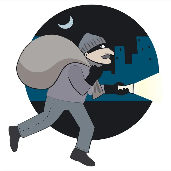 Thief with loot — Stock Vector