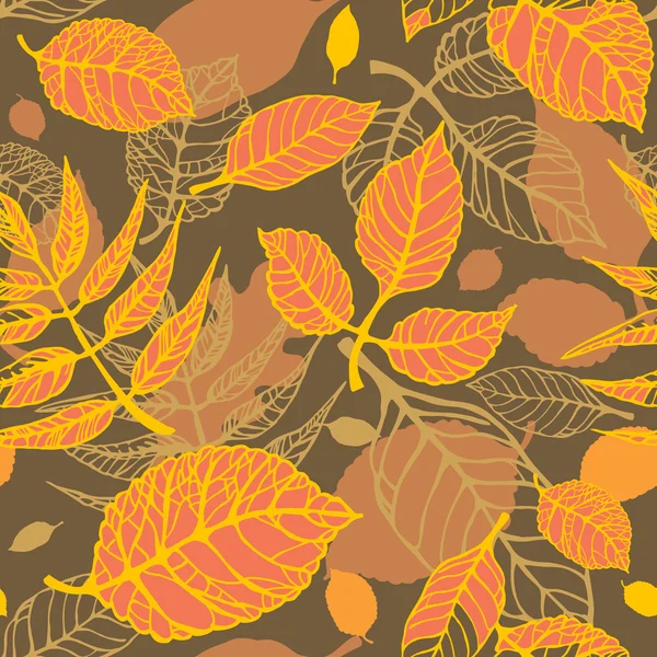 Autumn leaves seamless pattern — Stock Vector