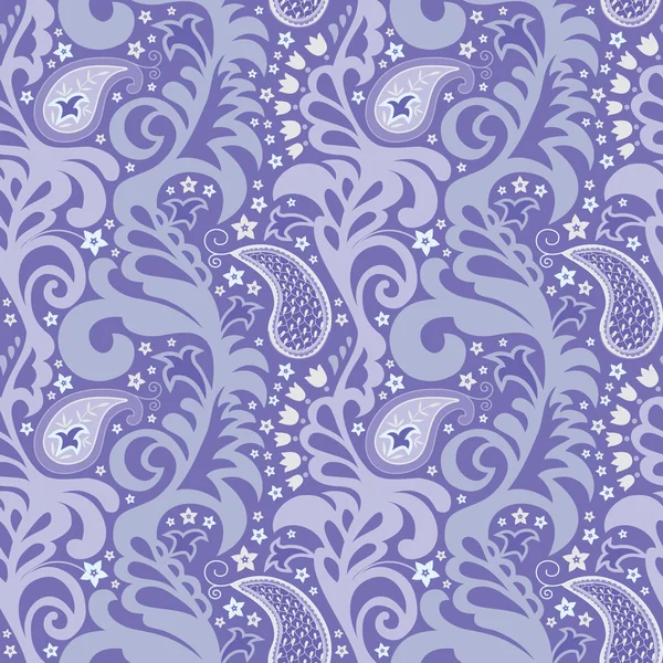 Blauwe naadloze patroon met paisley — Stockvector