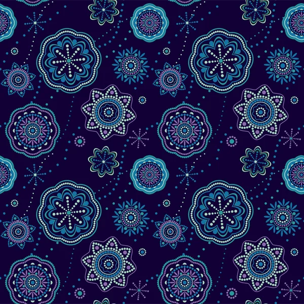 濃い青色で装飾的なシームレス パターン — ストックベクタ