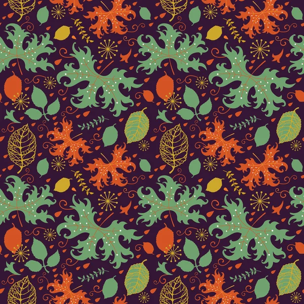 Decorative seamless pattern with autumn leaves — Stock Vector