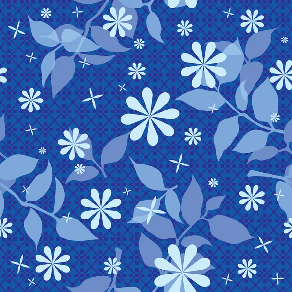 Naadloze bloemmotief in blauw — Stockvector