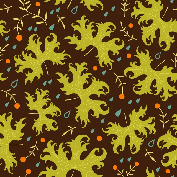 Leaves and berries seamless pattern — Stock Vector