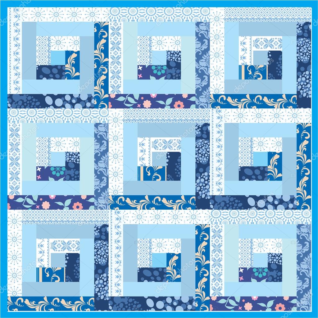 Blue patchwork quilt