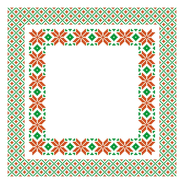 Embroidered frame template — Stock Vector