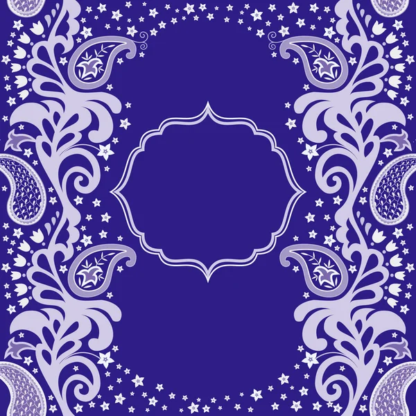 Tarjeta ornamental adornada con flores decorativas y paisley — Archivo Imágenes Vectoriales